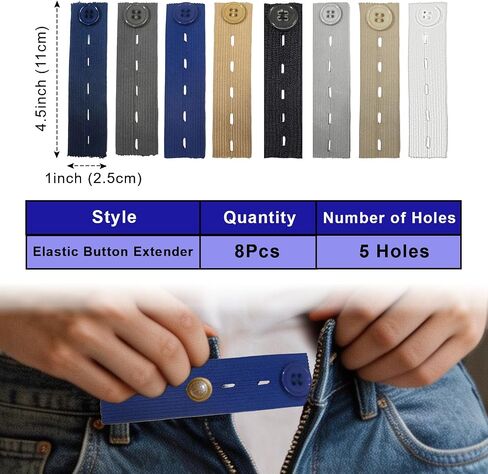 Waistband Extenders 12 Pieces, Button Denim Extender for Pants Jeans, Elastic Pants Waist Extenders Adjustable Multiple Colored in Saudi Arabia