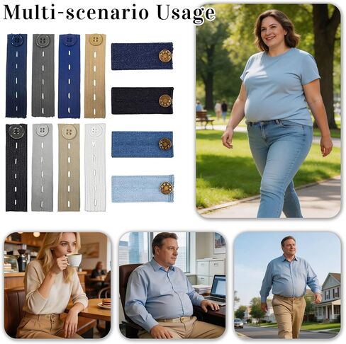 Waistband Extenders 12 Pieces, Button Denim Extender for Pants Jeans, Elastic Pants Waist Extenders Adjustable Multiple Colored in Saudi Arabia