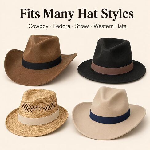 GOLD XIONG PADISHAH 12PCS Elastic Cowboy Hat Bands, Stretchable Replacement Hat Band for Fedora, Straw, Western and Cowgirl in Saudi Arabia