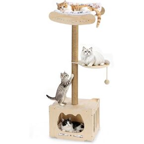 4IN1Tall Cat Scratching Post with Window Perch,Indoor Sisal Cat Tree in Kuwait