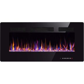 Xbeauty 30 inch Wall Mounted Recessed Electric Fireplace Insert, Flush Mount Linear Fireplace, Ultra-Thin Lightweight LED Fireplace Heater, Fit 2x4&2x6 Stud w/Touch Screen,Remote Control,1500W,Black in Saudi Arabia