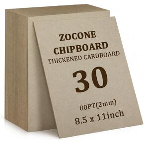 ZOCONE 30 Pack 11 x 8.5 Inch Chipboard Sheets, 2mm 80 PT Thick Book Board and Chipboard for Book Binding, Heavy Duty Bookbinding Supplies for Box Making, Photo Backing and DIY Crafts in Kuwait