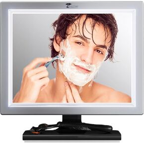 ToiletTree Products Deluxe LED Fogless Shower Mirror with Squeegee Anti-Fog Mirror - Adjustable Shaving Mirror with a Squeegee - Rust-Proof, Impact-Resistance Bathroom Shower Mirror in Saudi Arabia