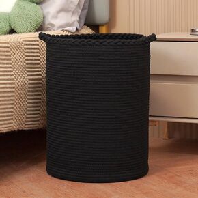 58L Woven Laundry Basket,Cotton Tall Laundry Hamper for Blankets,Clothes,Pillows,Toys,Shoes Large Laundry Bin Black in Saudi Arabia