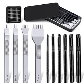 Leather Stitching Punch Hole Punch Tool Set, 4mm 1/2/4/6 Prong Punch Chisel in Kuwait