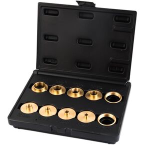 O'SKOOL Router Bushing Set, Brass Template Guide Bushings, 10-Piece | 5/16 Inch To 1 Inch Sizes, Fits 1-3/16 Inch Router Sub-base, Porter Cable Style, 2 Lock Nuts in Saudi Arabia