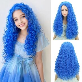 Pink Princess Wig for Girls kids Long Wavy Heat Resistant Wig for Halloween Cosplay Costume Kids Party Dress Up Wig with Wig Cap in Kuwait