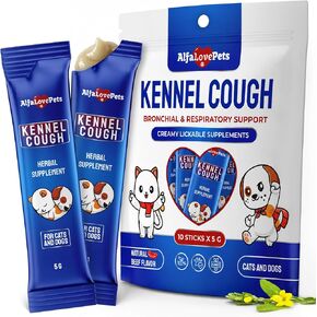 Dry & Wet Kennel Cough Medicine for Dogs and Cats: Effective Supplement for Sneezing, Allergies, and Runny Nose – Lickable Dog Cough Medicine for Breathing Care – 10 Sticks x 5 g in Kuwait