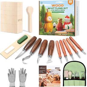 IMYMEE Wood Whittling Kit for Beginners-Complete Whittling Set with 4pcs Wood Carving Knives & 8pcs Basswood Wood Blocks-Perfect Wood Carving Kit Set-Includes Wood Carving Tools for Adults and Kids in Kuwait