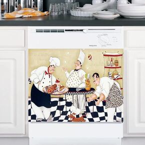 Kitchen Decoration Cook Dishwasher Cover Decals Sheet, Chef Dishwasher Stickers Washing Machine Cover Magnetic, Magnetic 23"x17"INCH in Saudi Arabia