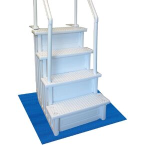 Resilia Stay-Put Swimming Pool Ladder Mat - Non-Slip, Wide Ribbed, Protective Pad, 36 Inches x 36 Inches, 0.125 Inch Thick, Powder Blue in Kuwait