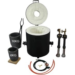 16KG(35lbs) Large Metal Melting Furnace Dual Burner with Graphite Crucibles(16KG/35lbs&6KG/13lbs), Foundry Home Kiln Smelting Furnace Kit with Casting Tools for Refining Recycle Brass Gold Silver in Kuwait
