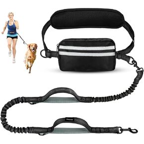 Hands Free Dog Leash with Pouch, Black/Olive Green in Saudi Arabia