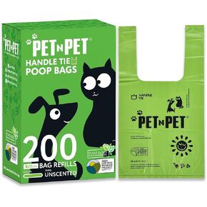 Pet N Pet Poop Bags for Dogs, 200 Count, Unscented, Tie Handles Thick in Kuwait