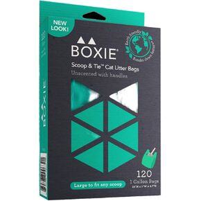Boxie Sustainable Scoop & Tie Pet Waste Bags, 120 Count, Leak-Proof, Easy-to-Tie Handles, Eco-Friendly, Odor Control, EPI Technology, Durable for Cat Litter & Dog Waste in Kuwait