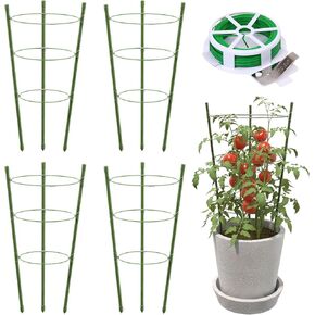 4 Pack Plant Support Tomato Cages for Garden, 18 Inches Small Tomato Cages and Supports with Adjustable Rings for Garden Pots, Plant Stakes Tomato Trellis Rings for Climbing Plants in Kuwait