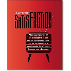Song Lyrics Art Can't Get No Satisfaction Print Illustration of a Classic Rock Music Tune (10" L x 8" W, Print - Unframed) in Saudi Arabia