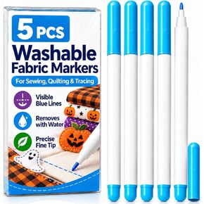 Fabric Markers for Sewing, 5 Pack Blue Washable Water Soluble Fabric Pens in Saudi Arabia