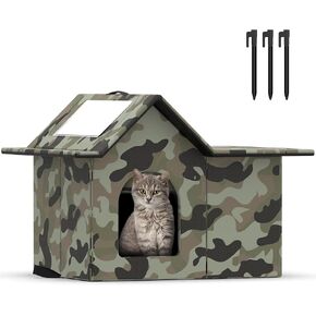 Outdoor Cat House Weatherproof, Large Feral Cat House for Winter, Collapsible Outdoor Cats Shelter in Winter with Door and Soft Mat, Easy to Assemble in Kuwait