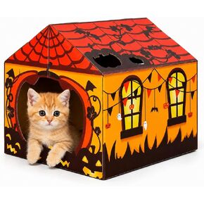 Tailtastic Halloween Cat Cardboard House with Pads & Catnip for Indoor Cats in Saudi Arabia