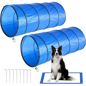 Dog Agility Tunnel 2-Pack 71"x22" with Stakes & Stop Grid for Training in Kuwait