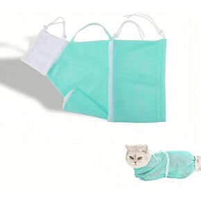 Cat Grooming Restraint Bag with Adjustable Drawstrings, Pink Mesh Bath Bag for Bathing, Nail Trimming, Ear Cleaning, Breathable Polyester with Zipper Design and Handheld Design (Pink) in Saudi Arabia