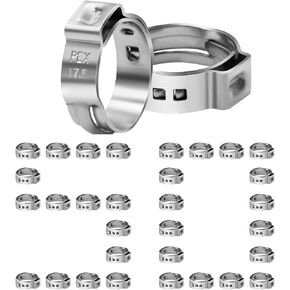 1/2in / 3/4in PEX Cinch Clamps، 50/100/200 حزمة من الفولاذ المقاوم للصدأ مشابك خرطوم أذن واحدة، PEX Fitting Clamps، PEX Cinch Crimp Rings Pinch Clamps لتجهيزات أنابيب PEX (1/2in، 100 Pack) in Kuwait