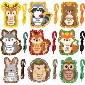 X1zuue Kids Lacing Cards, Fall Animal Sewing Card Kit, Religious Lacing Toy in Kuwait