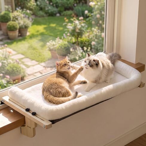 Pecute Cat Windowsill Perch, Cloud-Soft Cat Bed with Wood Frame, 18.9" L in Kuwait