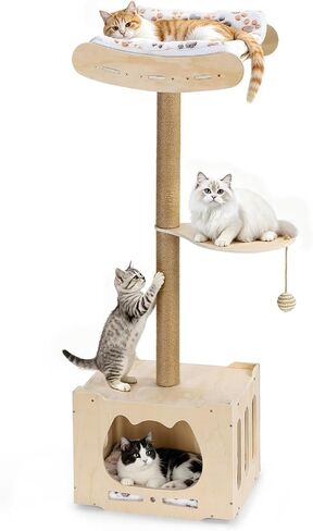 4IN1Tall Cat Scratching Post with Window Perch,Indoor Sisal Cat Tree in Kuwait