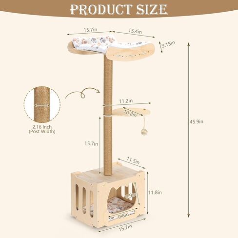 4IN1Tall Cat Scratching Post with Window Perch,Indoor Sisal Cat Tree in Kuwait