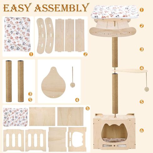 4IN1Tall Cat Scratching Post with Window Perch,Indoor Sisal Cat Tree in Kuwait
