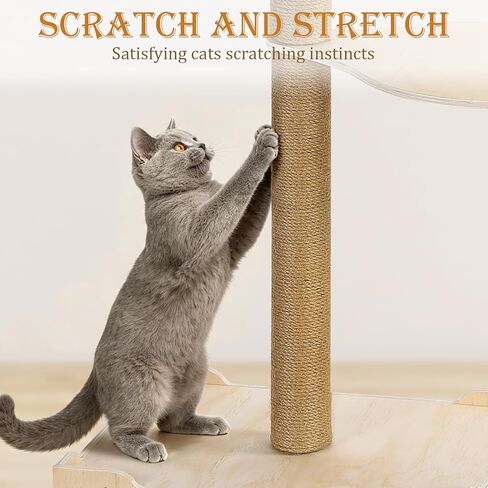 4IN1Tall Cat Scratching Post with Window Perch,Indoor Sisal Cat Tree in Kuwait