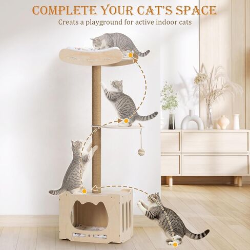 4IN1Tall Cat Scratching Post with Window Perch,Indoor Sisal Cat Tree in Kuwait