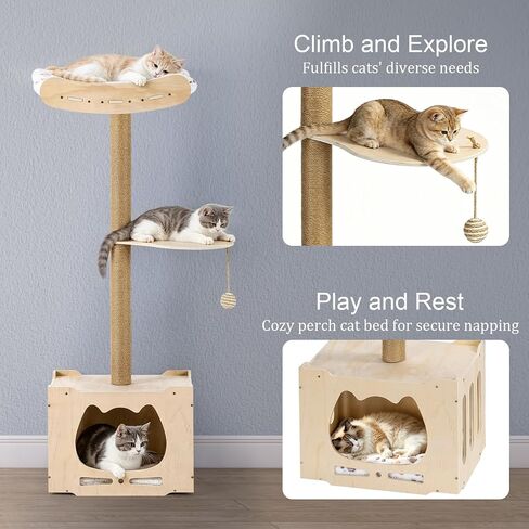 4IN1Tall Cat Scratching Post with Window Perch,Indoor Sisal Cat Tree in Kuwait