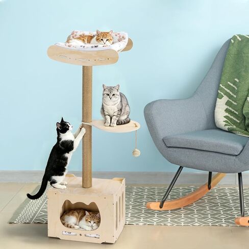 4IN1Tall Cat Scratching Post with Window Perch,Indoor Sisal Cat Tree in Kuwait