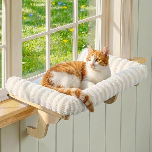Zakkart Mellow Cat Perch for Windowsill with Hardwood Frame (Beige, L) in Saudi Arabia