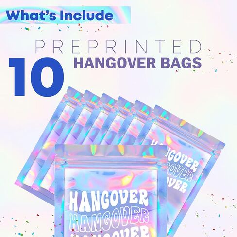 مجموعة حقائب BeSAVAGE Hangover - 10 قطع (5 × 7 بوصة) مطبوعة ثلاثية الأبعاد قابلة للإغلاق لمستلزمات الحفلات، تخزين الطعام، زيبلوك in Kuwait
