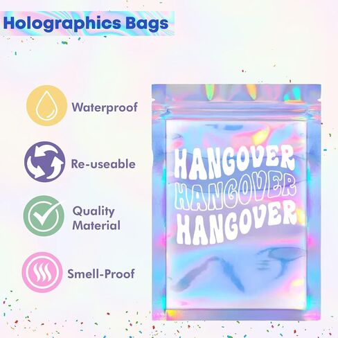 مجموعة حقائب BeSAVAGE Hangover - 10 قطع (5 × 7 بوصة) مطبوعة ثلاثية الأبعاد قابلة للإغلاق لمستلزمات الحفلات، تخزين الطعام، زيبلوك in Kuwait