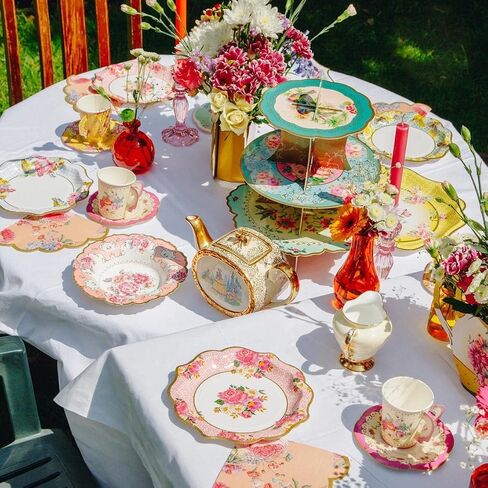 Talking Tables Vintage Floral Party Plates and Napkins Bundle (24 Plates + 20 Napkins) | Afternoon Tea Party Decor in Kuwait