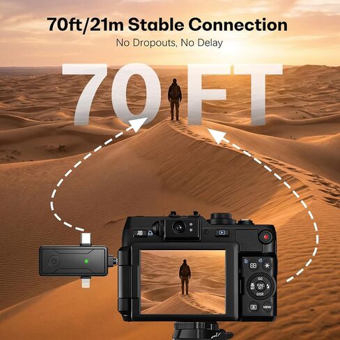 PGDLOF Wireless Lavalier Lapel Microphone for iPhone iPad - Professional Video Recording Lav Mic, 2 Clip-on Microphones for YouTube Interview Vlog Livestream & Podcast in Kuwait
