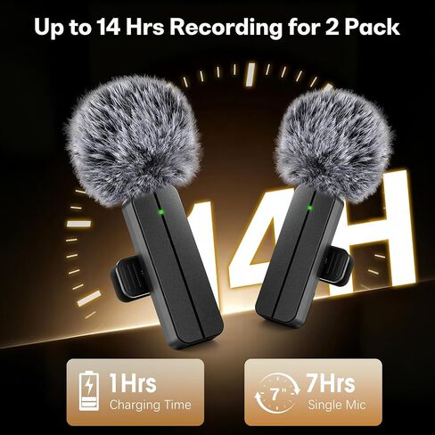 PGDLOF Wireless Lavalier Lapel Microphone for iPhone iPad - Professional Video Recording Lav Mic, 2 Clip-on Microphones for YouTube Interview Vlog Livestream & Podcast in Kuwait