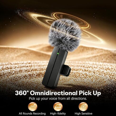 PGDLOF Wireless Lavalier Lapel Microphone for iPhone iPad - Professional Video Recording Lav Mic, 2 Clip-on Microphones for YouTube Interview Vlog Livestream & Podcast in Kuwait