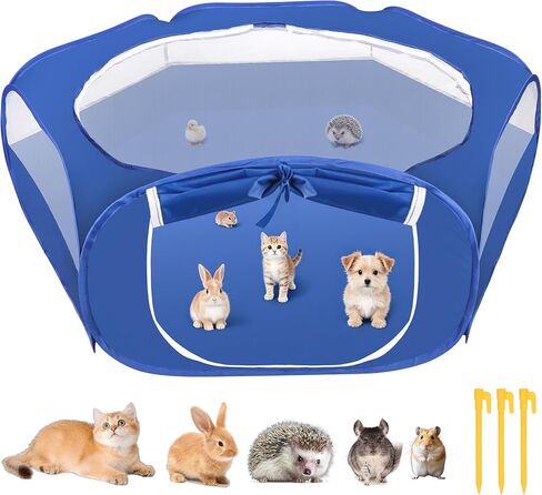 Small Animal Playpen with Top Cover, Breathable Pet Tent, Sky Blue in Saudi Arabia