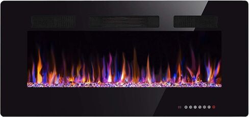 Xbeauty 30 inch Wall Mounted Recessed Electric Fireplace Insert, Flush Mount Linear Fireplace, Ultra-Thin Lightweight LED Fireplace Heater, Fit 2x4&2x6 Stud w/Touch Screen,Remote Control,1500W,Black in Kuwait