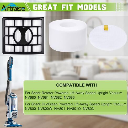 Filters for Shark Rotator Powered Lift-Away Speed&DuoClean Vacuum Cleaner NV680, NV681, NV682, NV683, NV800, NV800W, NV801, NV803, UV810 Replaces Part # XHF680 & XFF680 By Artraise … in Saudi Arabia