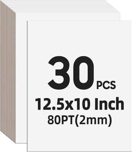 Rempry 30 Sheets 10" x 12.5" Thick Chipboard (2mm / 80 PT), Sturdy White Core Book Board for Bookbinding, Box Making, Book Covers, Scrapbooking & DIY Crafts in Kuwait