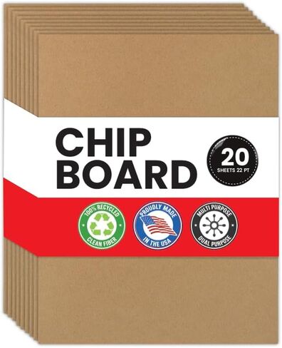 Chipboard Sheets 8.5 x 11 Inch 22pt Thick Chipboard Sheets Kraft Board Cardboard Sheets for Packaging Inserts, Bookbinding, Scrapbooking, Rigid Backing Board for Crafts and DIY Projects Pack of 10 in Kuwait