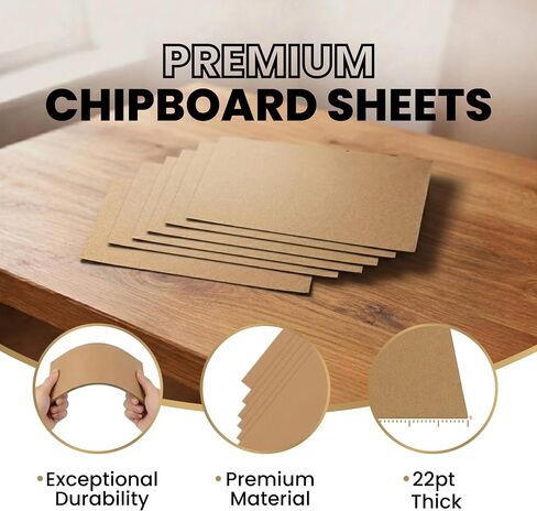 Chipboard Sheets 8.5 x 11 Inch 22pt Thick Chipboard Sheets Kraft Board Cardboard Sheets for Packaging Inserts, Bookbinding, Scrapbooking, Rigid Backing Board for Crafts and DIY Projects Pack of 10 in Kuwait