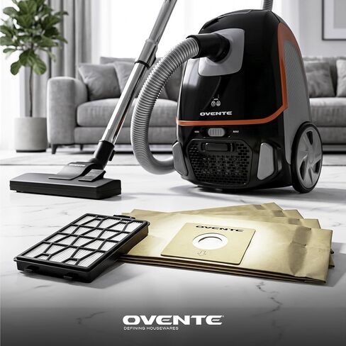 Ovente 4-Pack Premium Disposable Compact Dust Bag Replacement with 99.9% Ultra Filtration, Fit for ST1600 Canister Vacuum Cleaner Model Series Large Size and Easy Storage, Brown ACPST16704 in Kuwait